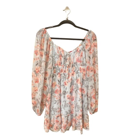 NWT NEXT UP Floral Long Sleeve Babydoll Minidress, size 5/6 - Picture 2 of 8